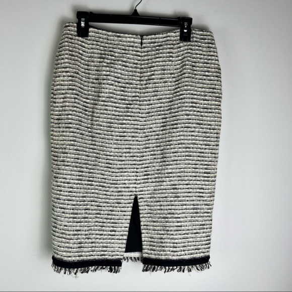 Lafayette 148 New York Womens Pencil Skirt White Textured Back Slit Frayed Hem 8 - Picture 5 of 10